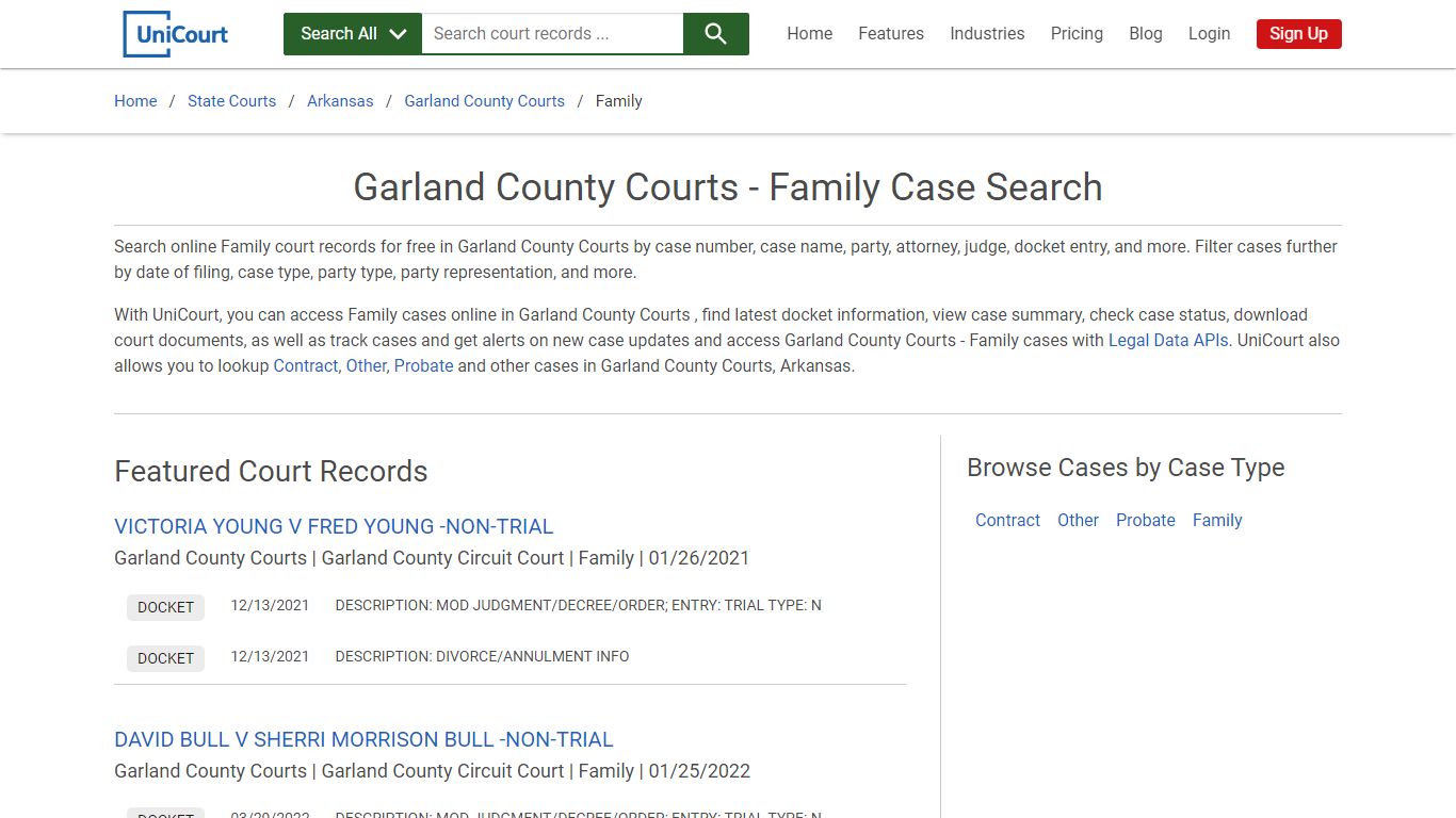 Family Case Search - Garland County Courts, Arkansas